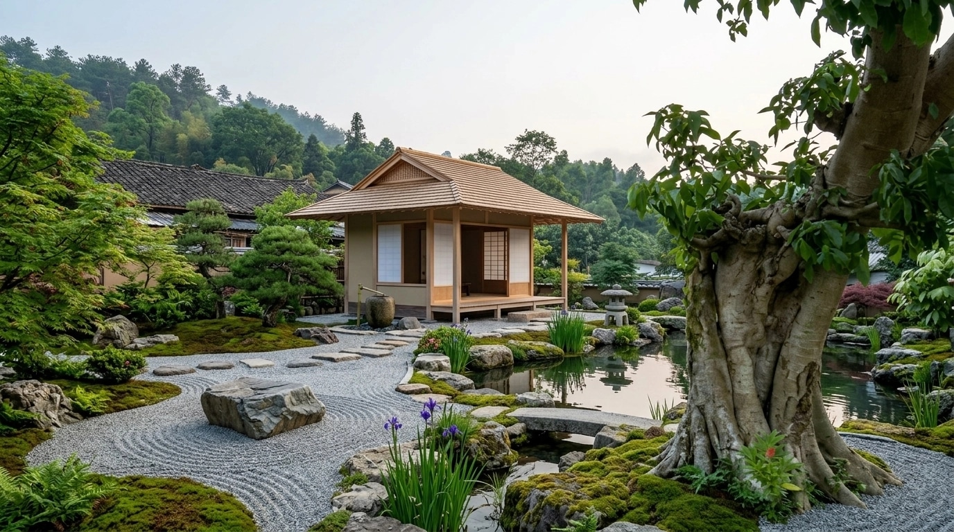 Landschaftsdesign im Japanese Garden-Stil — Garten von GenRoom AI