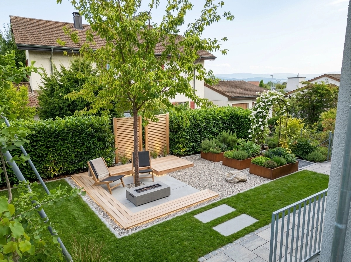 Landscape design in Scandinavian Garden style — Yard by GenRoom AI