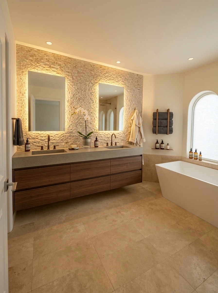 Bathroom interior in Minimalism style — photo by GenRoom AI