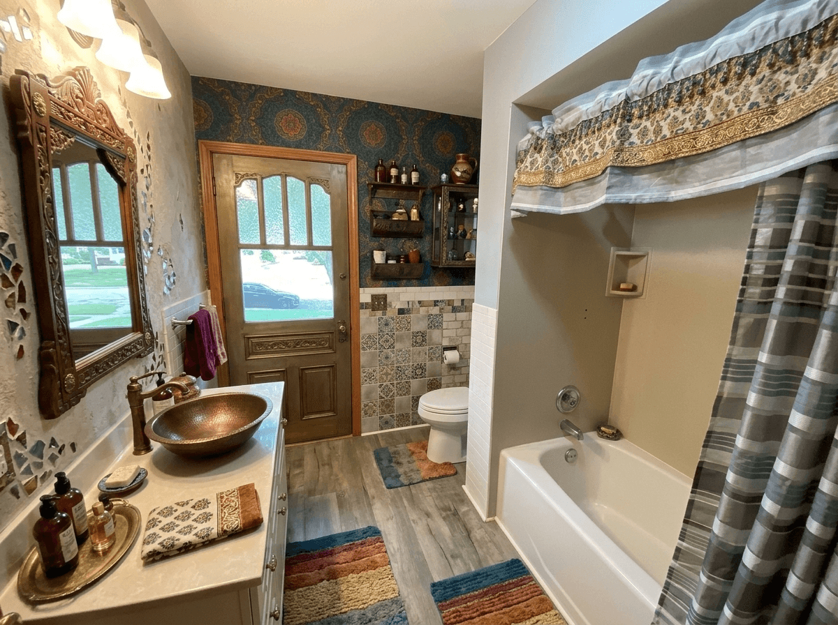 Bathroom interior in Eclectic style — photo by GenRoom AI