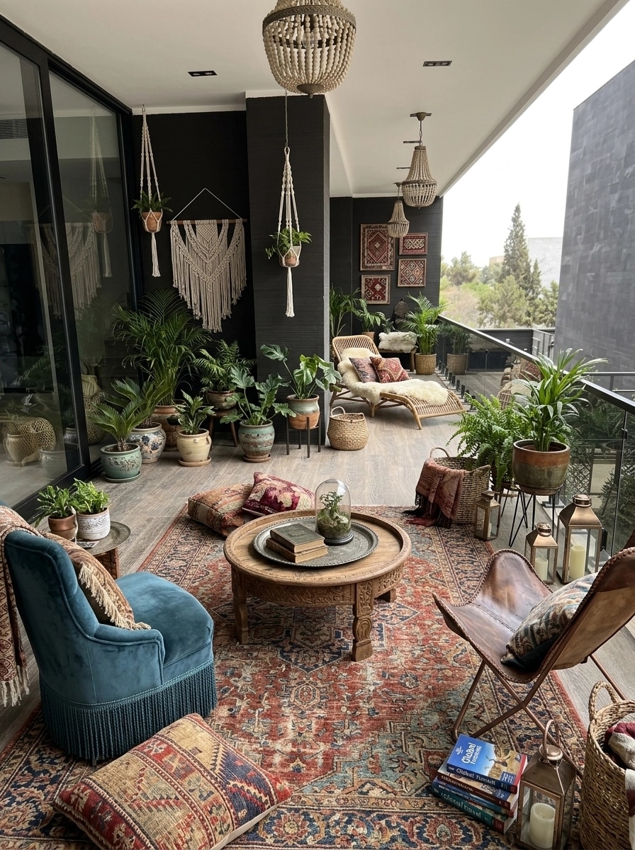 Interior design in Bohemian style — balcony by GenRoom AI