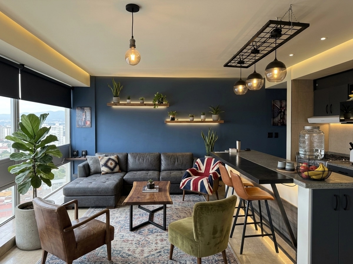 Interior design in Loft / Industrial style — Living Room by GenRoom AI