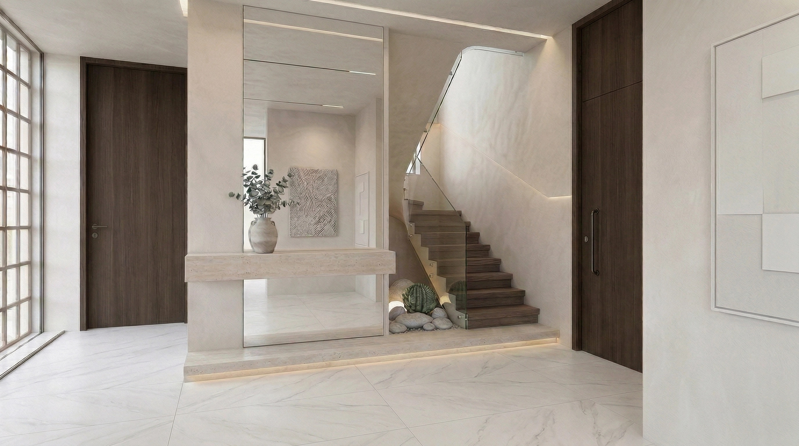 Hallway interior in Minimalism style — photo by GenRoom AI