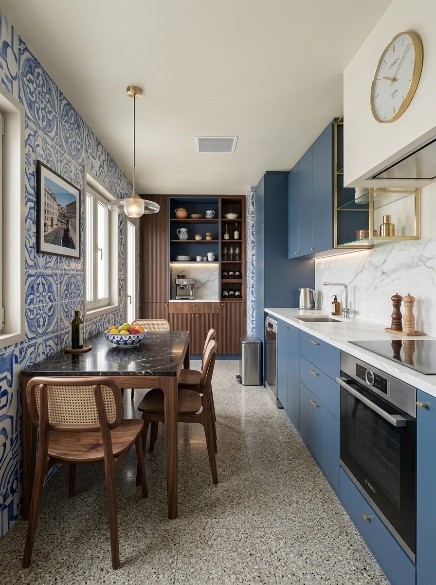 Kitchen interior in Portuguese Modern style — photo by GenRoom AI
