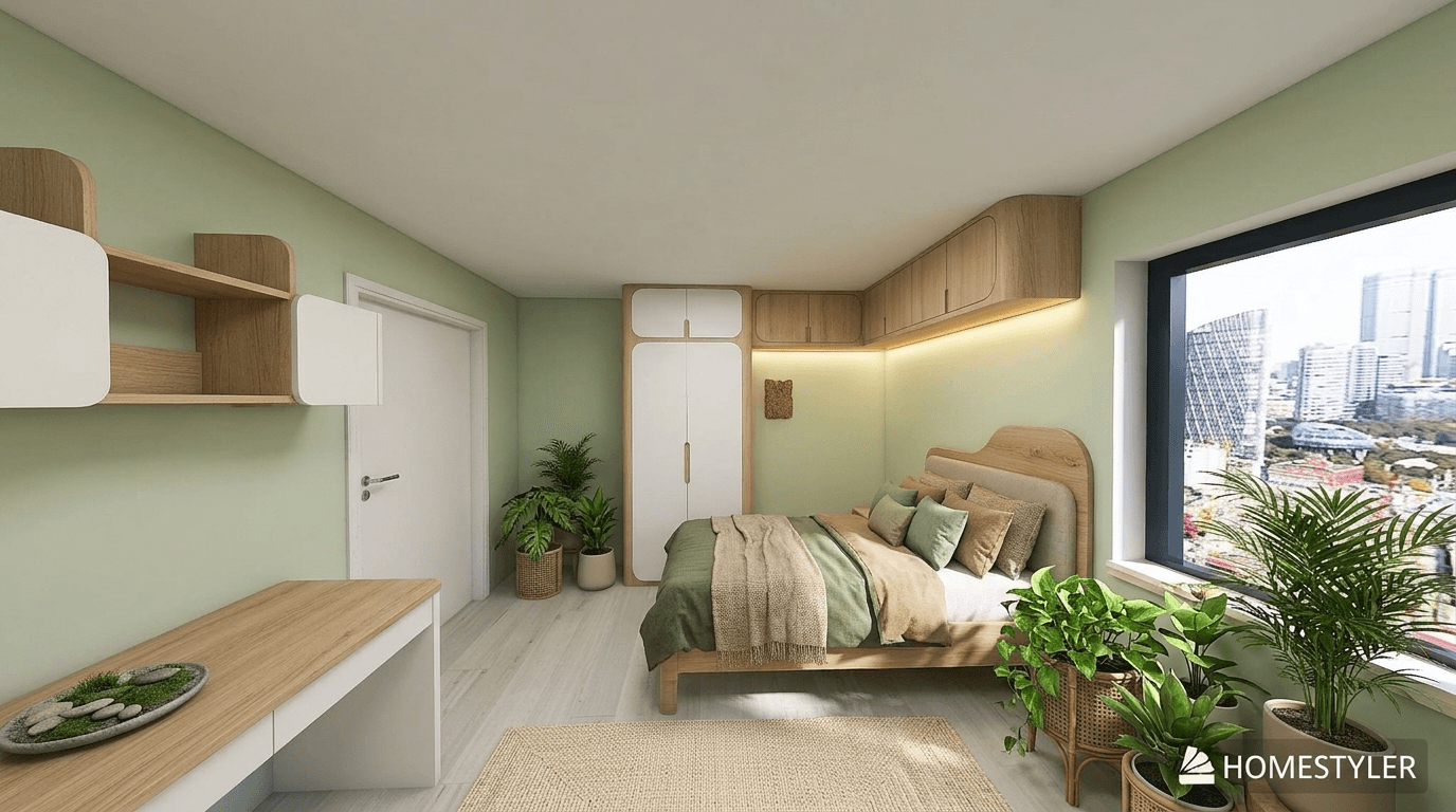 Biophilic Living Room design — interior photo by GenRoom AI