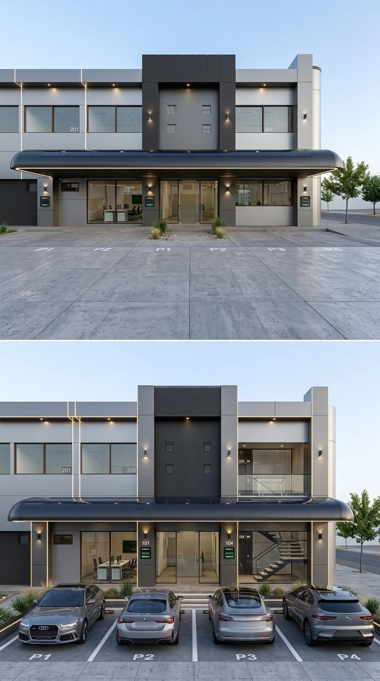 Hi-Tech Facade Facade design — facade photo by GenRoom AI