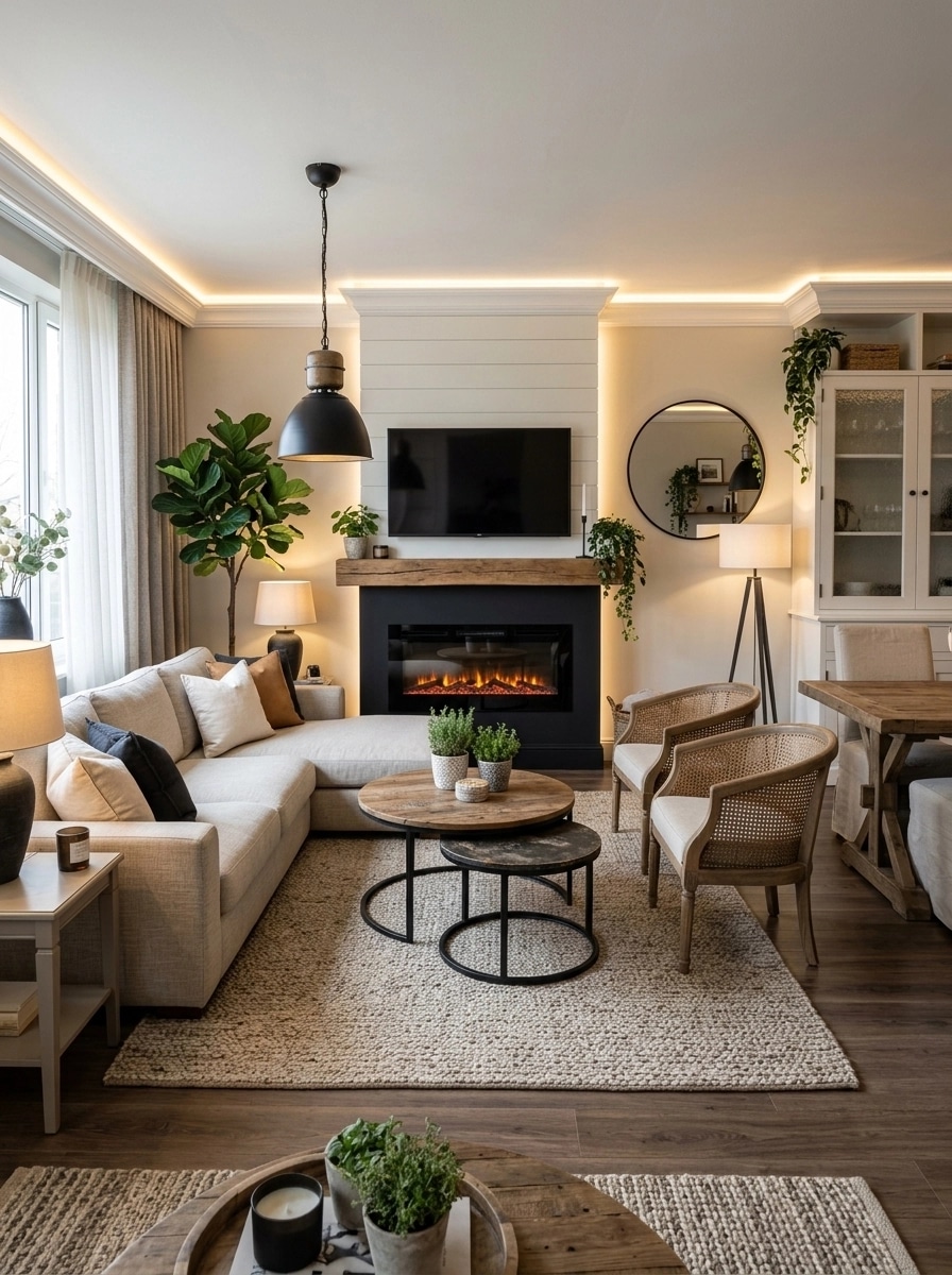 Modern Farmhouse Living Room design — interior photo by GenRoom AI
