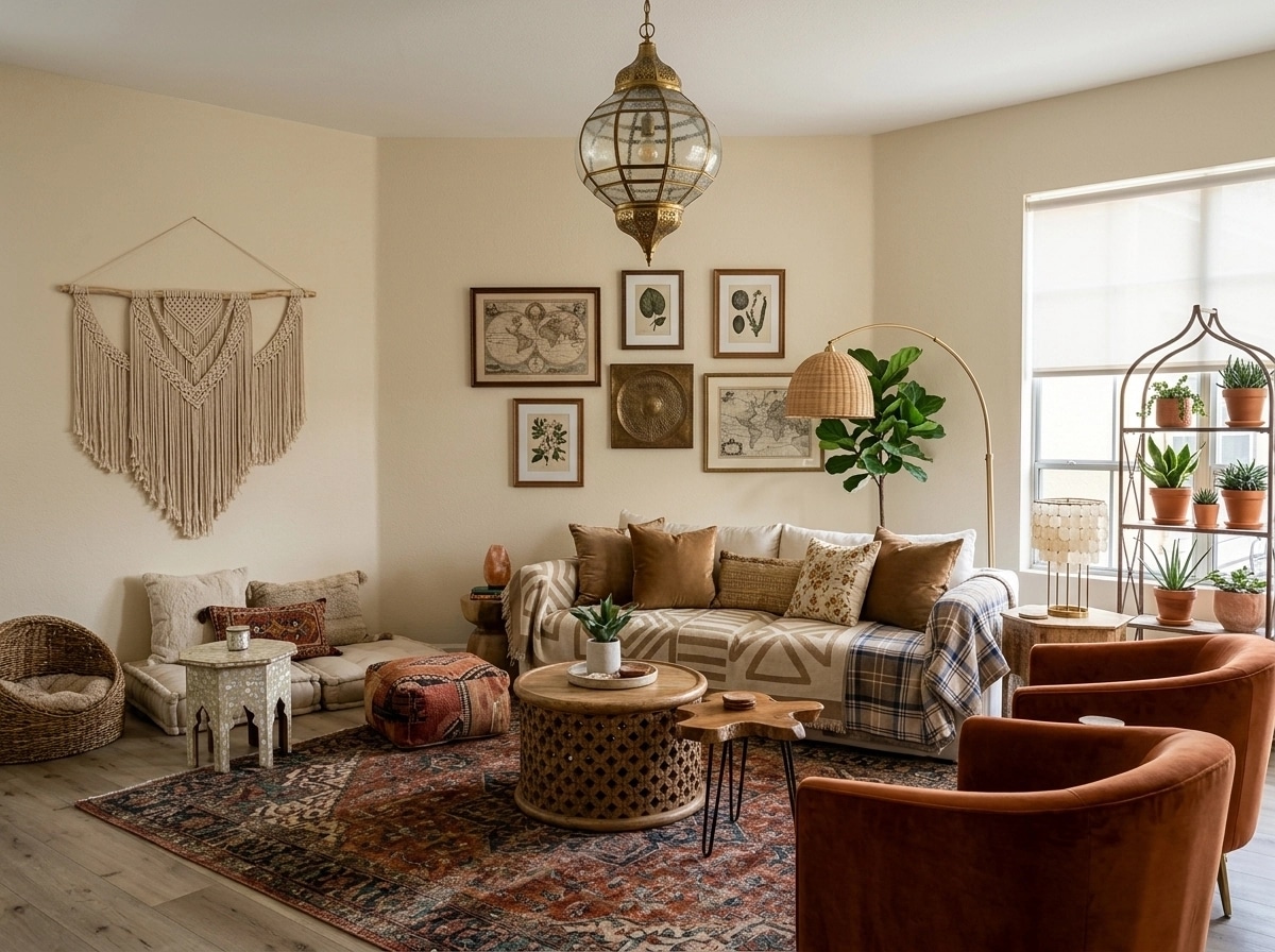 Interior design in Bohemian style — Living Room by GenRoom AI