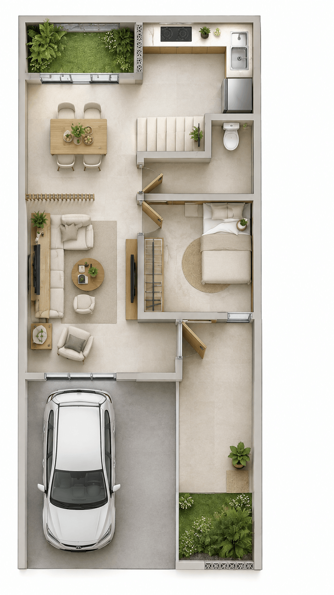 Contemporary ห้องนั่งเล่น design — interior photo by GenRoom AI
