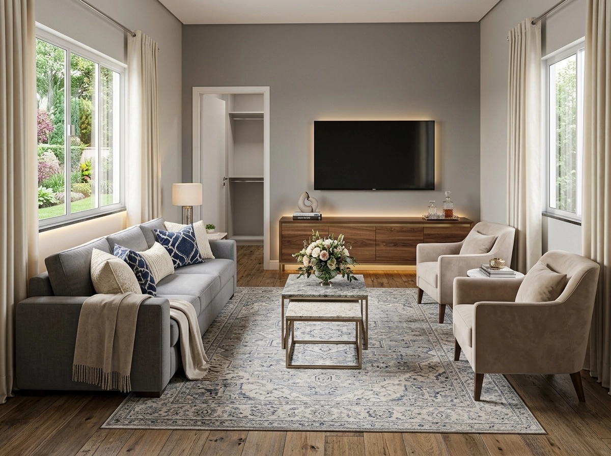 Transitional Living Room design — interior photo by GenRoom AI