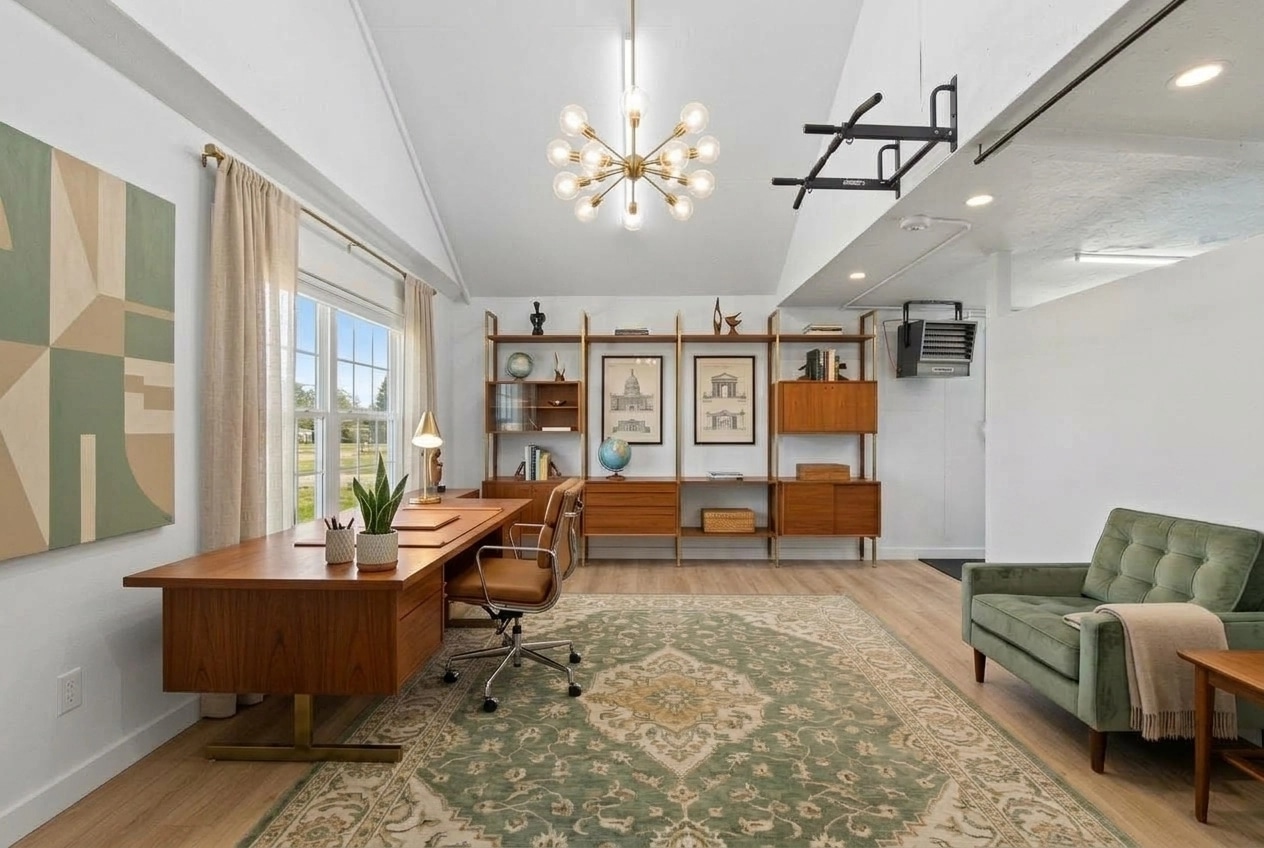 Office interior in Mid-Century Modern style — photo by GenRoom AI