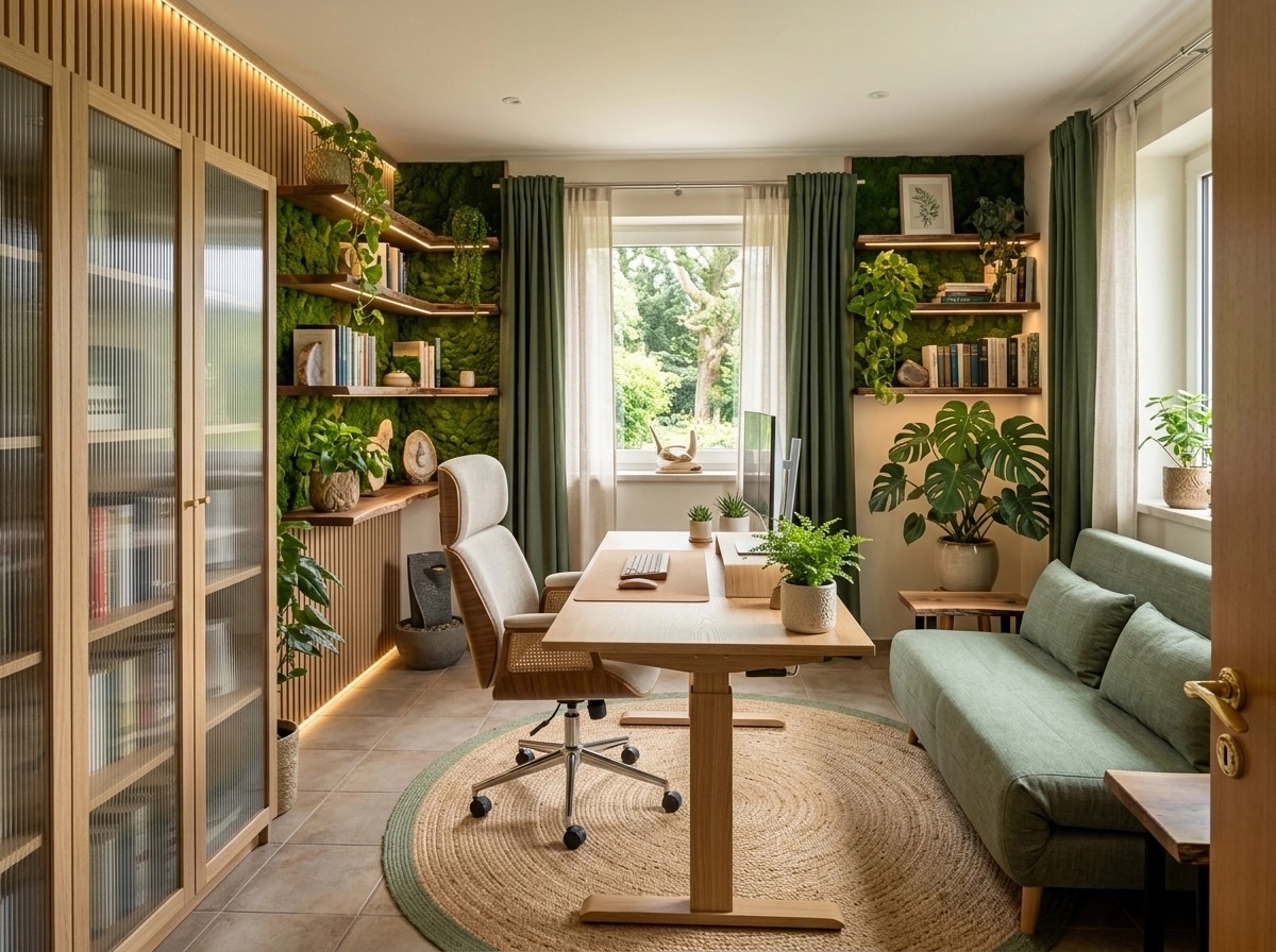 Office interior in Biophilic style — photo by GenRoom AI