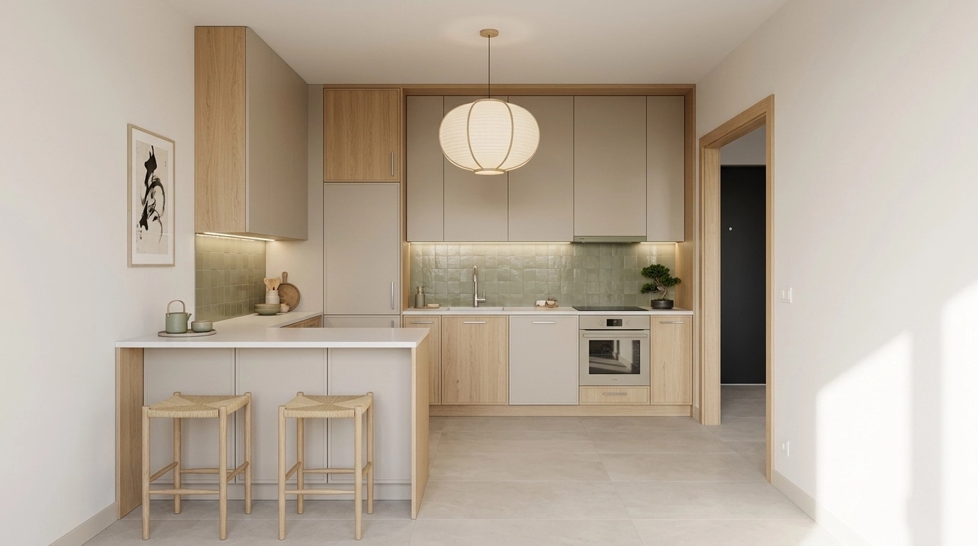 Japandi Kitchen design — interior photo by GenRoom AI