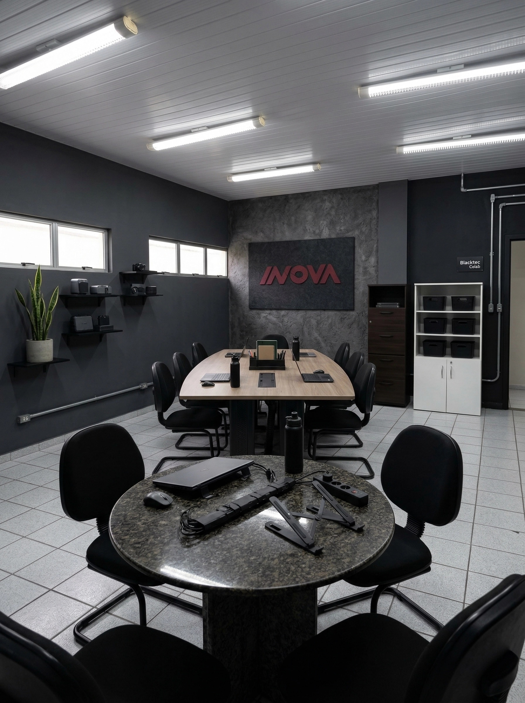 Interior design in Blacktec style — Office by GenRoom AI