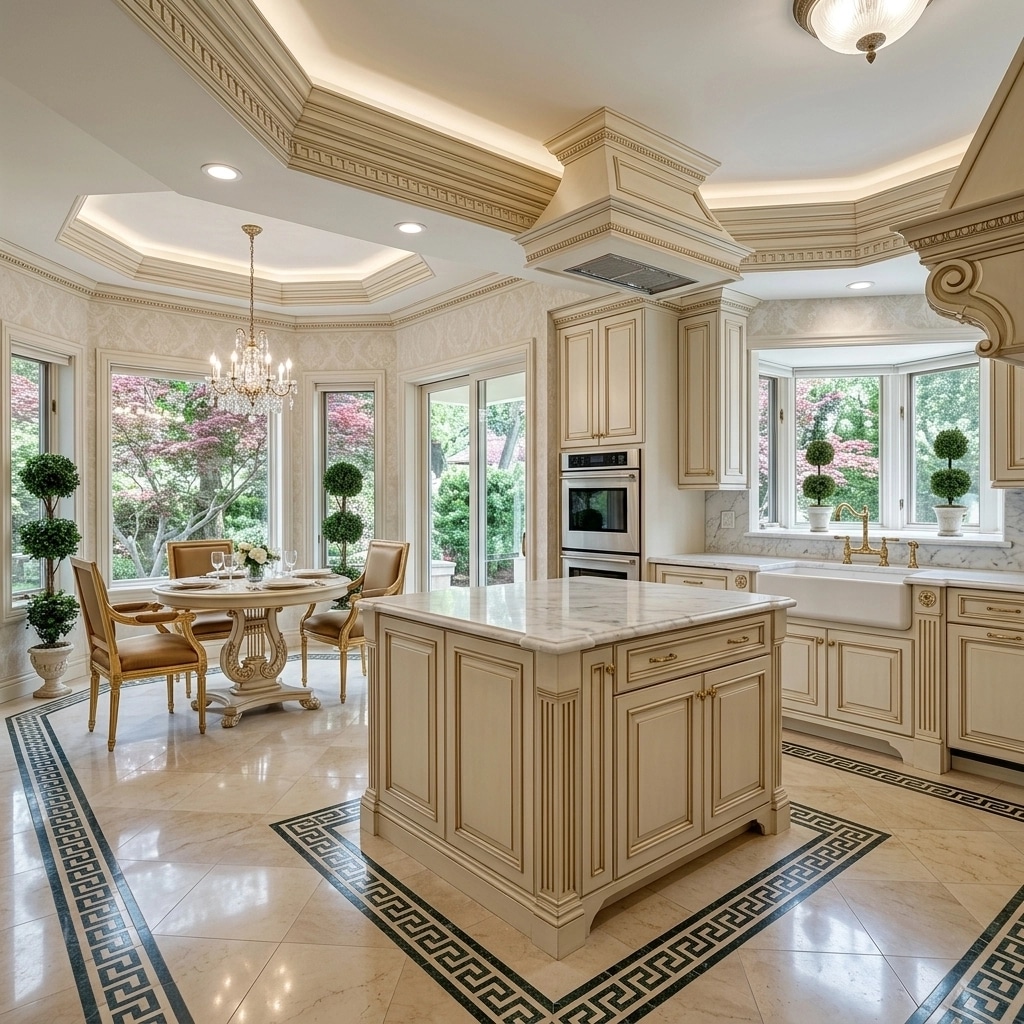 Kitchen interior in Neoclassic style — photo by GenRoom AI