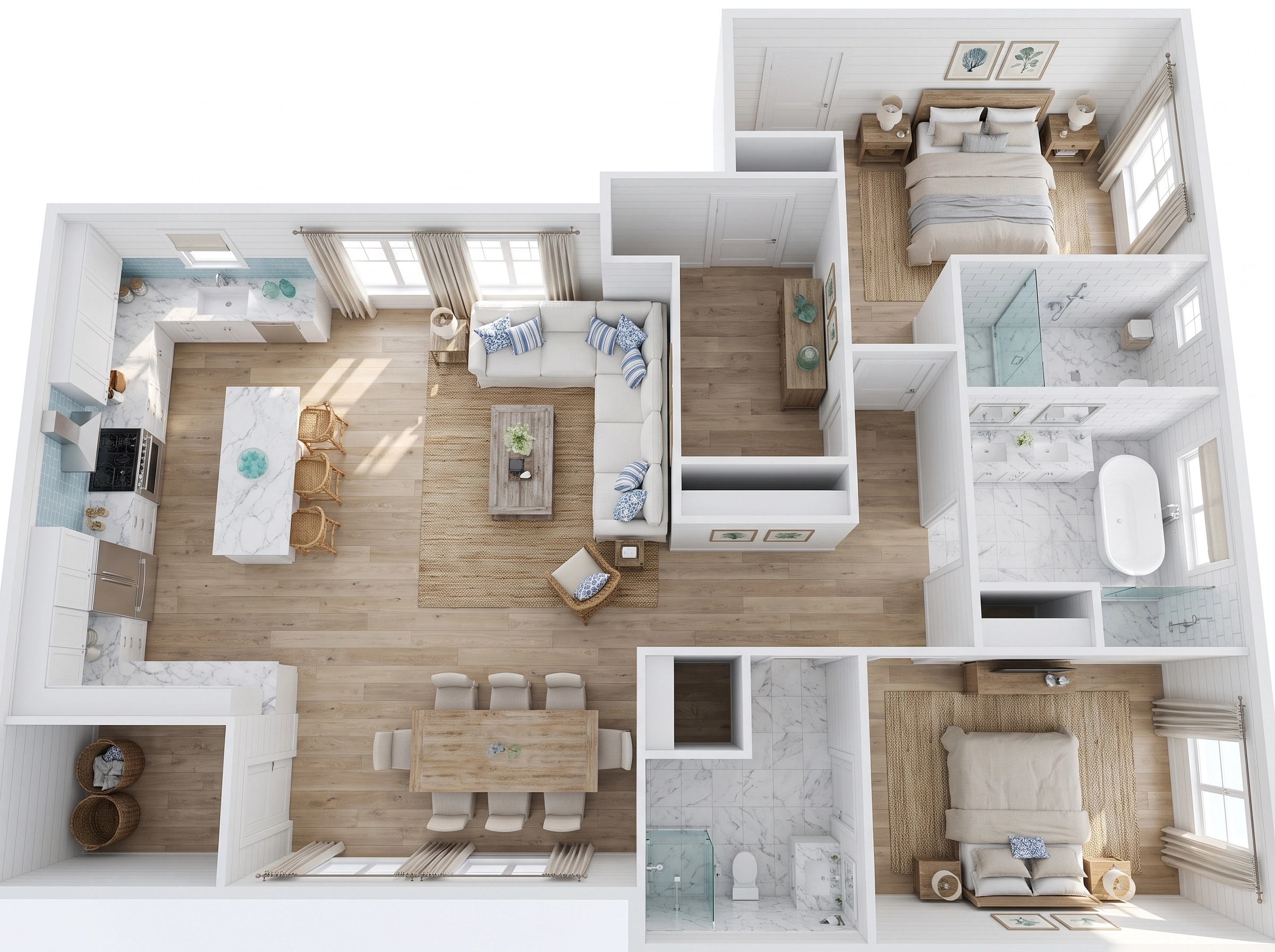 Interior design in Coastal / Hamptons style — Living Room by GenRoom AI