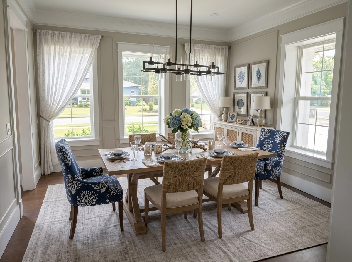 Interior design in Coastal / Hamptons style — dining_room by GenRoom AI