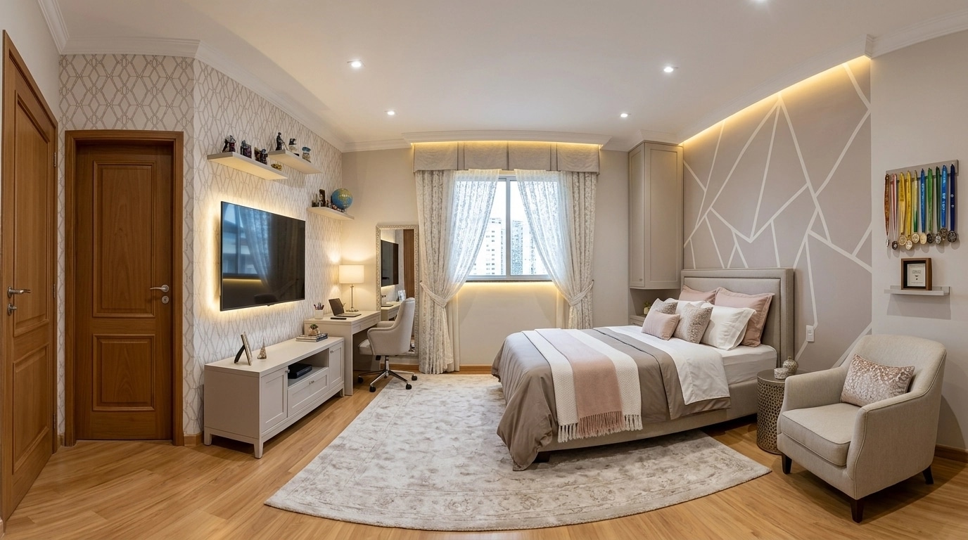 Transitional Bedroom design — interior photo by GenRoom AI