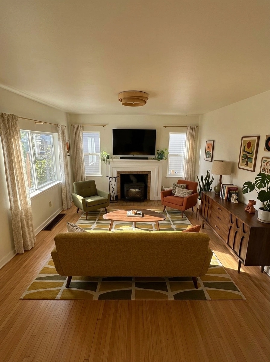 Interior design in Mid-Century Modern style — Living Room by GenRoom AI