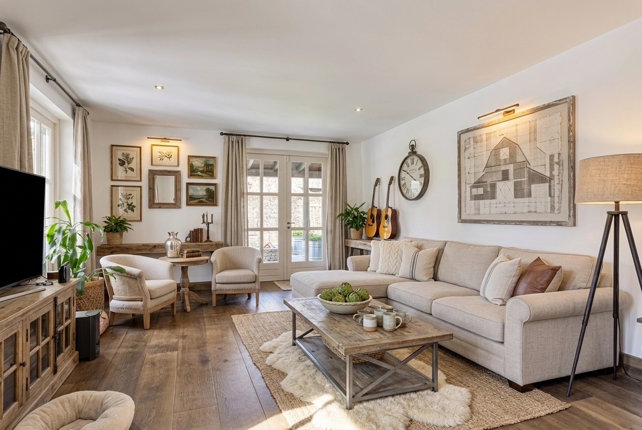 Modern Farmhouse Living Room design — interior photo by GenRoom AI