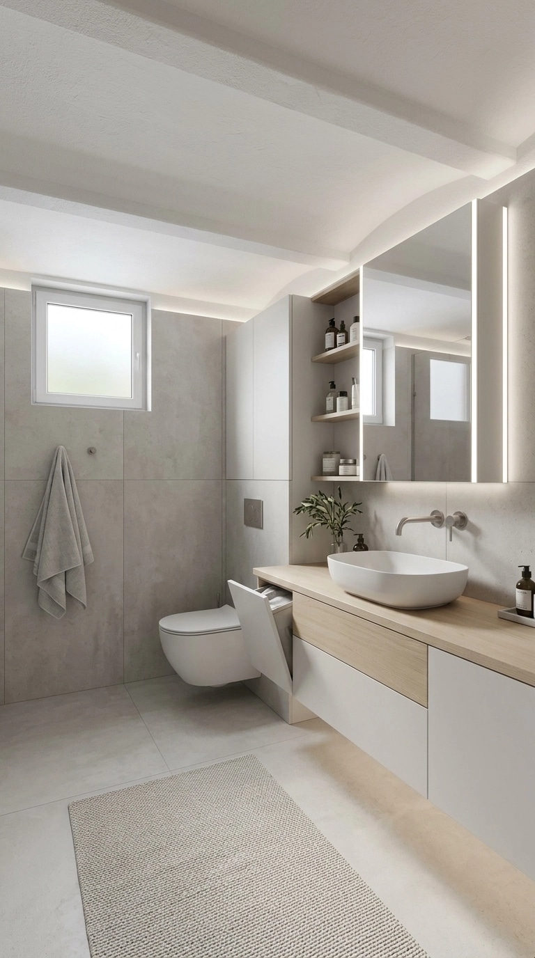 Bathroom interior in Minimalism style — photo by GenRoom AI