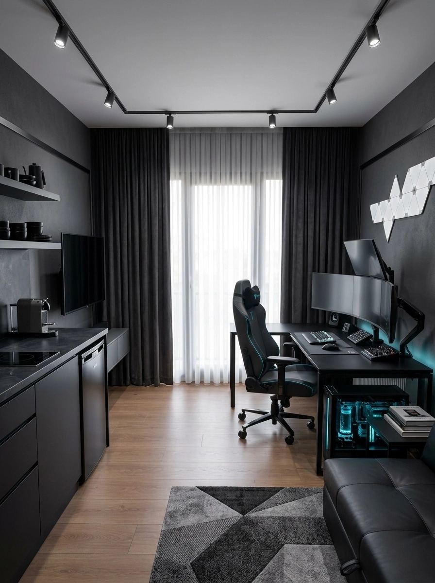Design de interiores em estilo Blacktec — studio por GenRoom AI