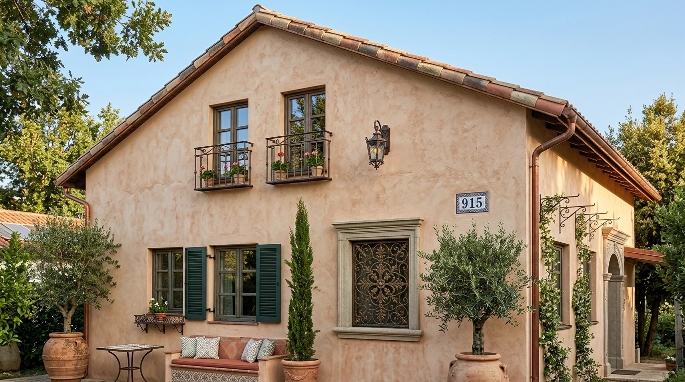 Facade design in Mediterranean Facade style — photo by GenRoom AI