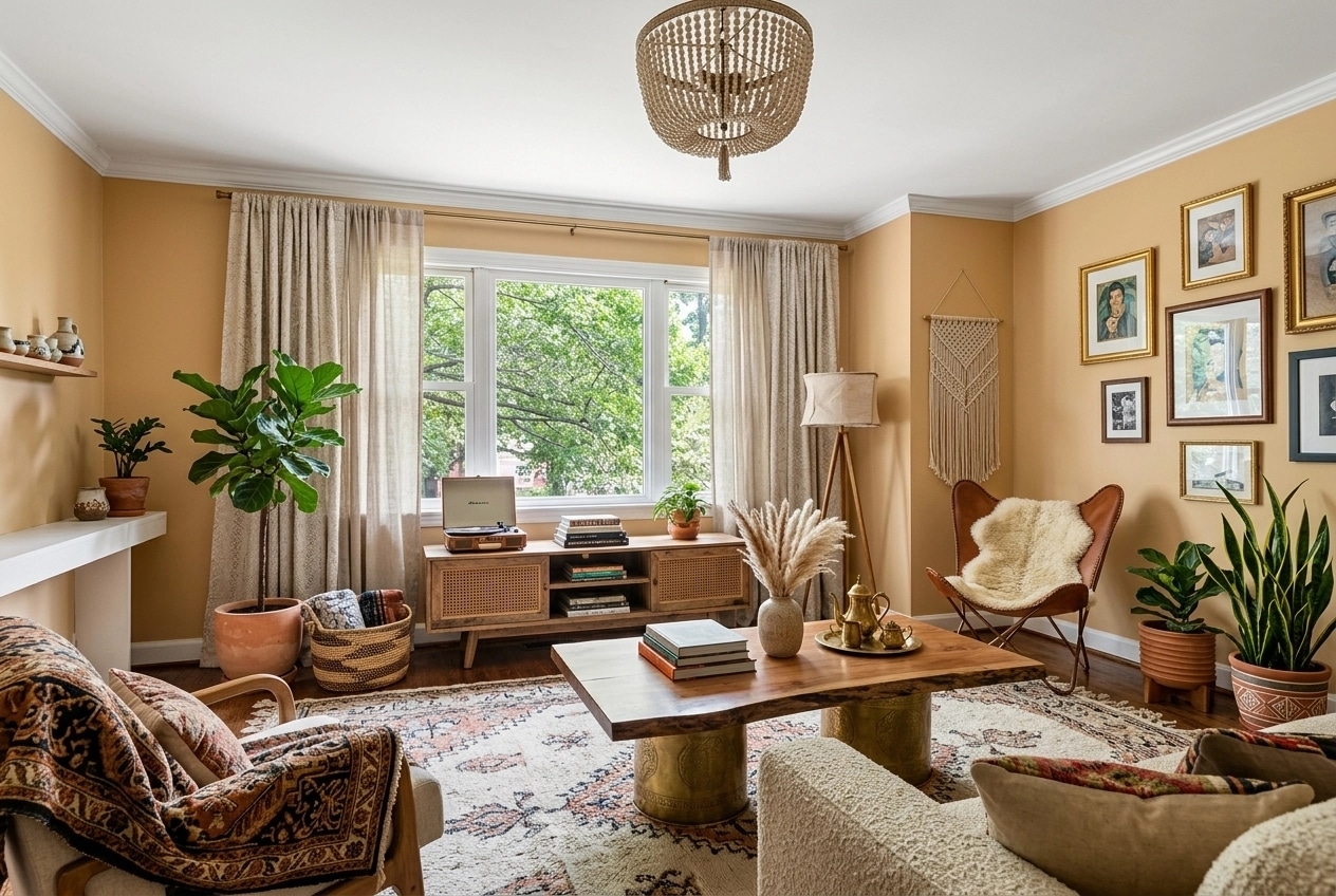 Interior design in Bohemian style — Living Room by GenRoom AI