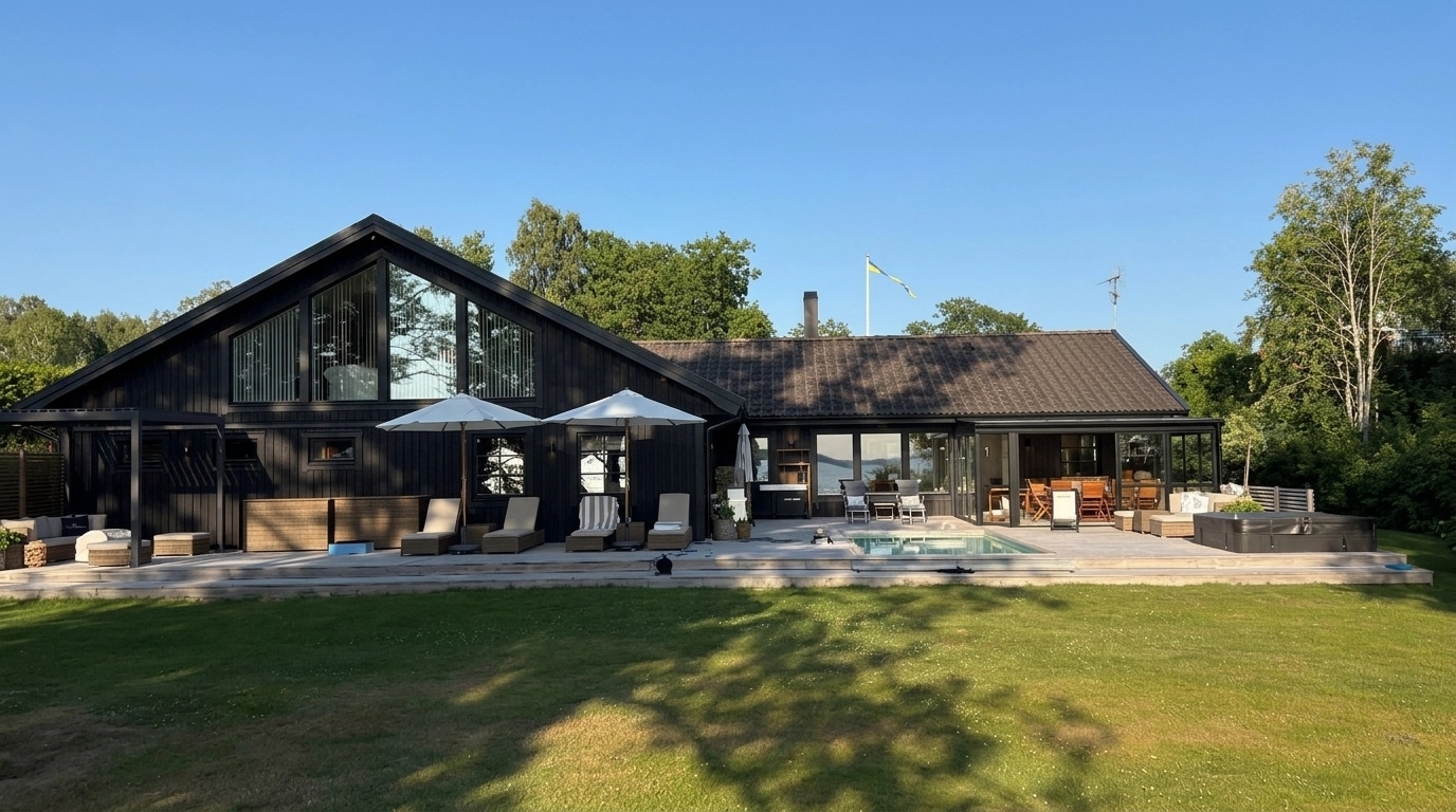 Facade design in Barnhouse Facade style — photo by GenRoom AI