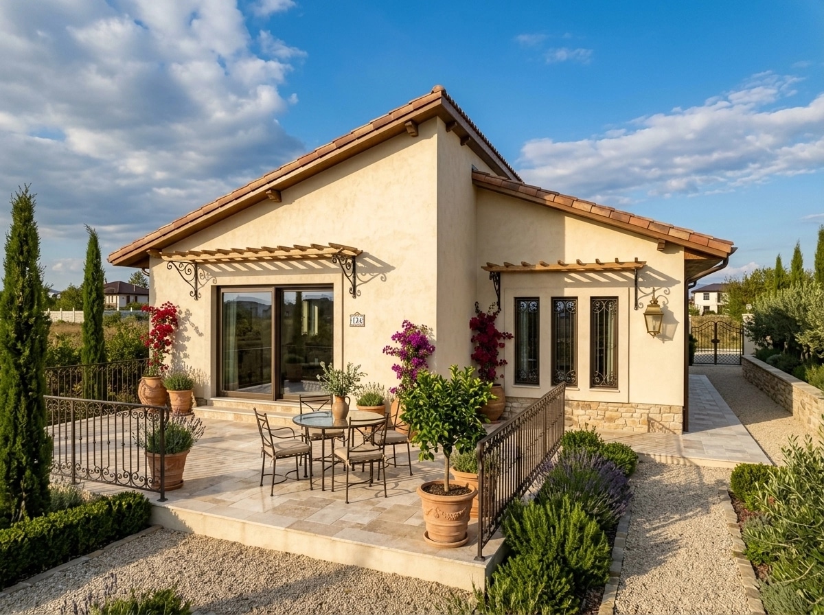 Facade design in Mediterranean Facade style — photo by GenRoom AI