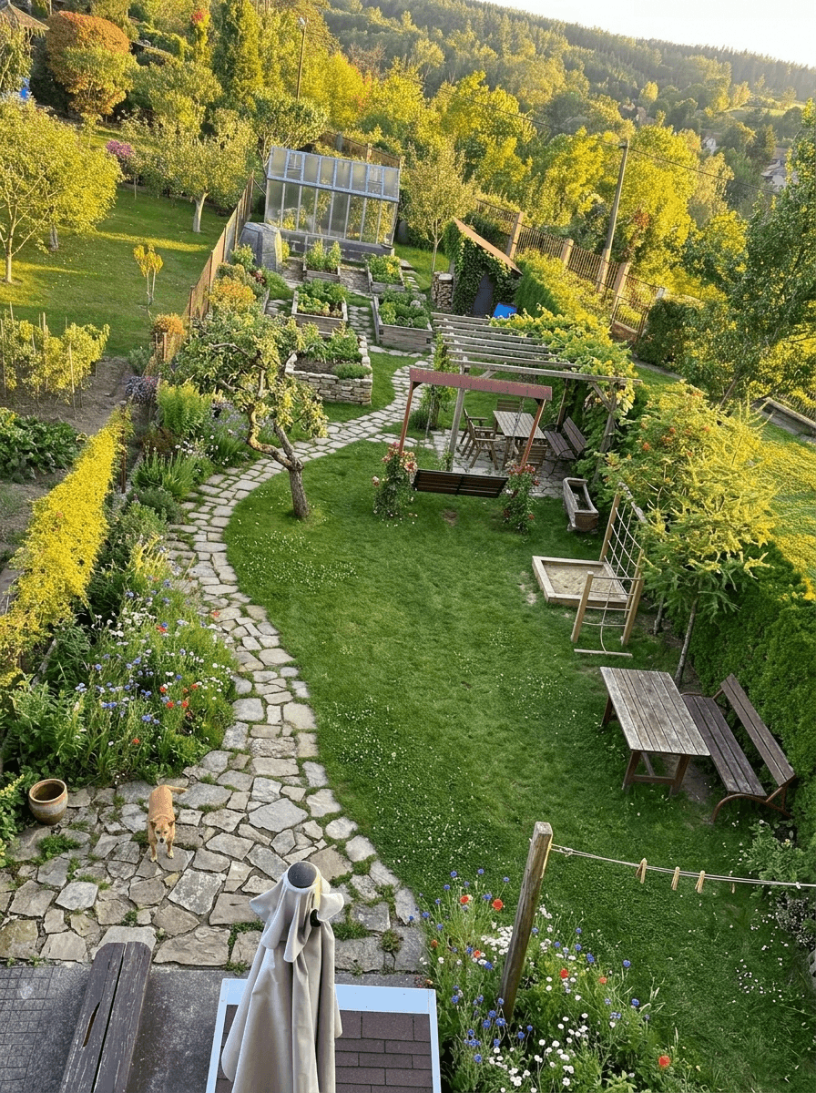 Peyzaj tasarımı Country Rustic Garden stili — Bahçe GenRoom AI