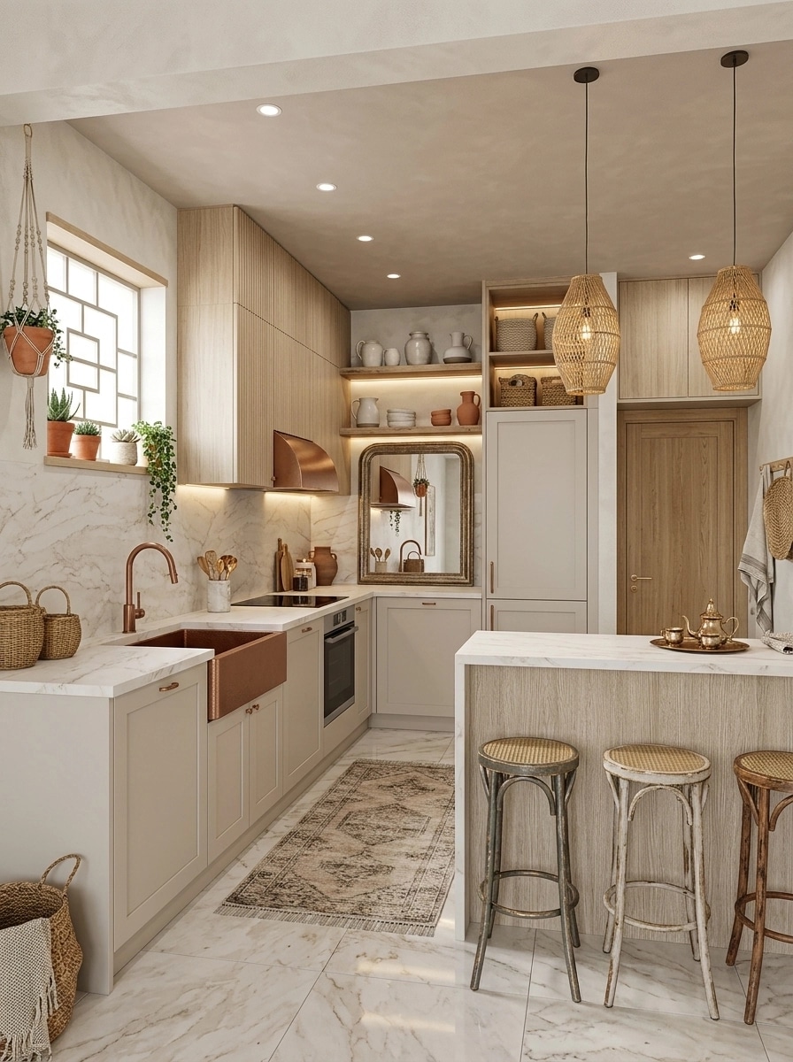 Kitchen interior in Bohemian style — photo by GenRoom AI