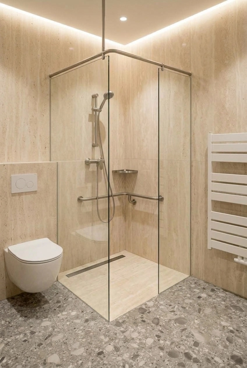 Bathroom interior in Minimalism style — photo by GenRoom AI