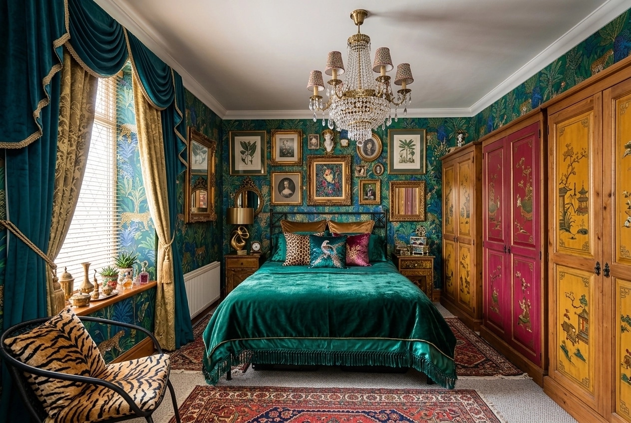 Maximalist Bedroom design — interior photo by GenRoom AI