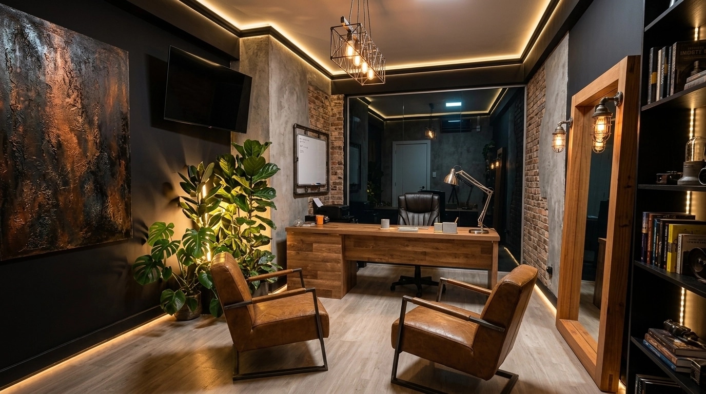 Office interior in Loft / Industrial style — photo by GenRoom AI