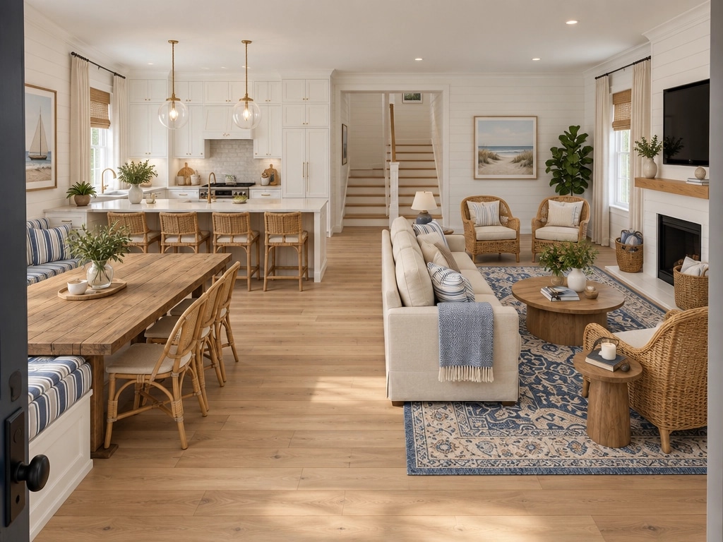 Coastal / Hamptons Living Room design — interior photo by GenRoom AI