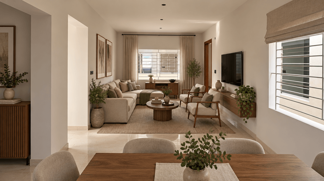 İç mekân tasarımı Contemporary stili — Oturma Odası GenRoom AI