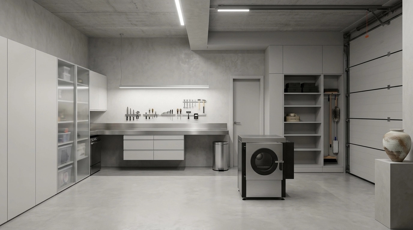 Interior design in Minimalism style — garage by GenRoom AI
