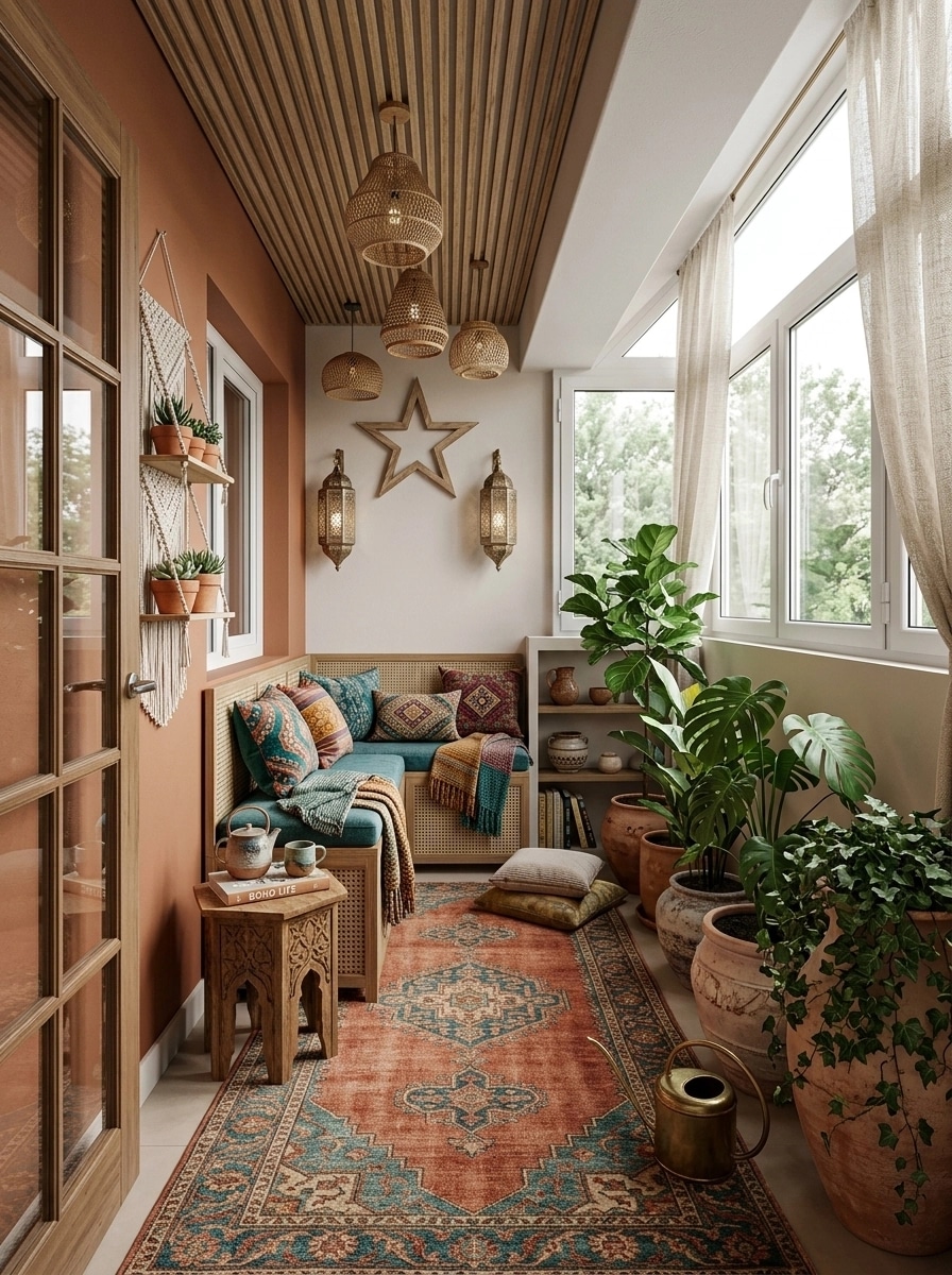 Interior design in Bohemian style — balcony by GenRoom AI
