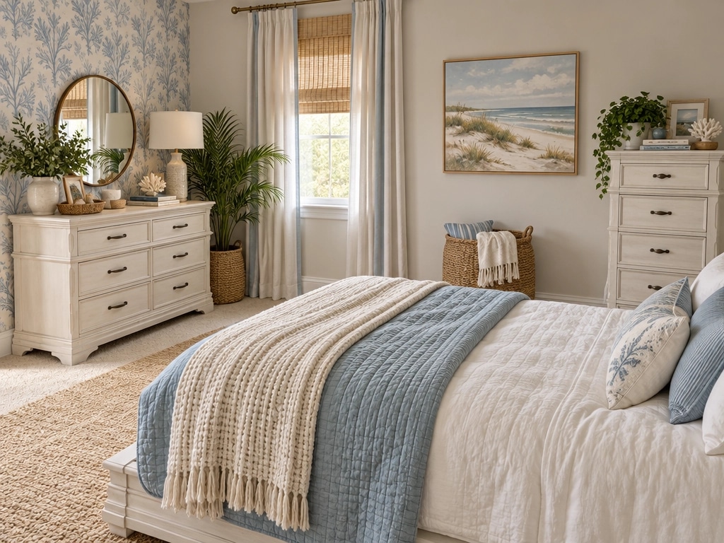 Interior design in Coastal / Hamptons style — Bedroom by GenRoom AI