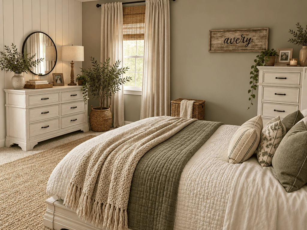 Modern Farmhouse Bedroom design — interior photo by GenRoom AI