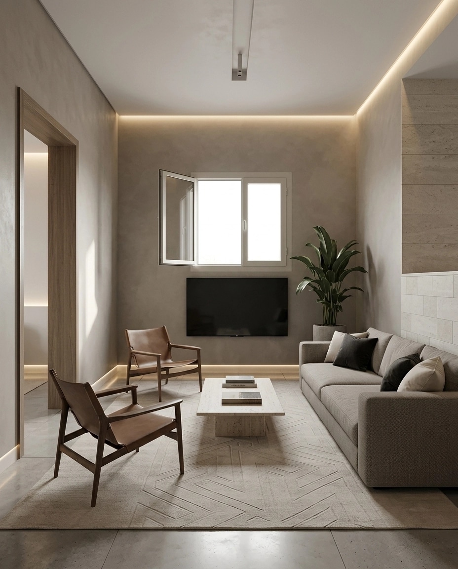 Minimalism Living Room design — interior photo by GenRoom AI
