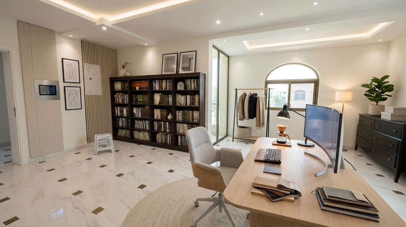 Office interior in Scandinavian style — photo by GenRoom AI