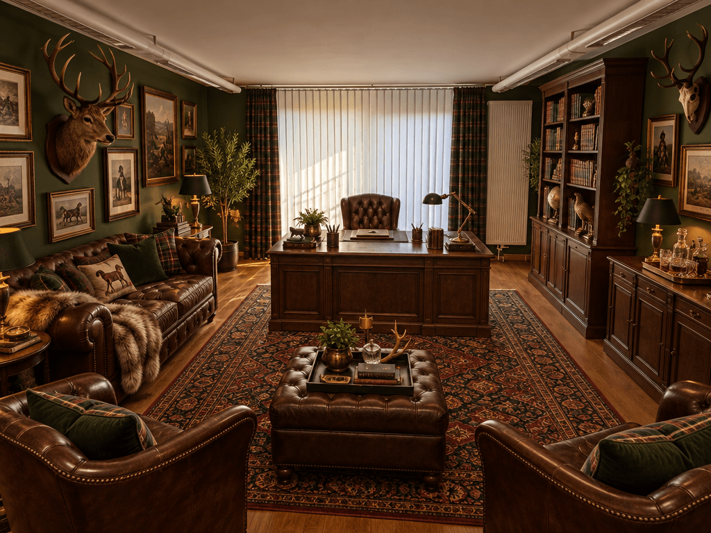 Office interior in Maximalist style — photo by GenRoom AI