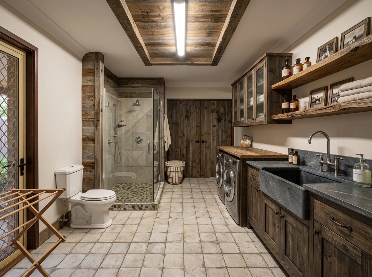 Interior design in Rustic style — laundry by GenRoom AI
