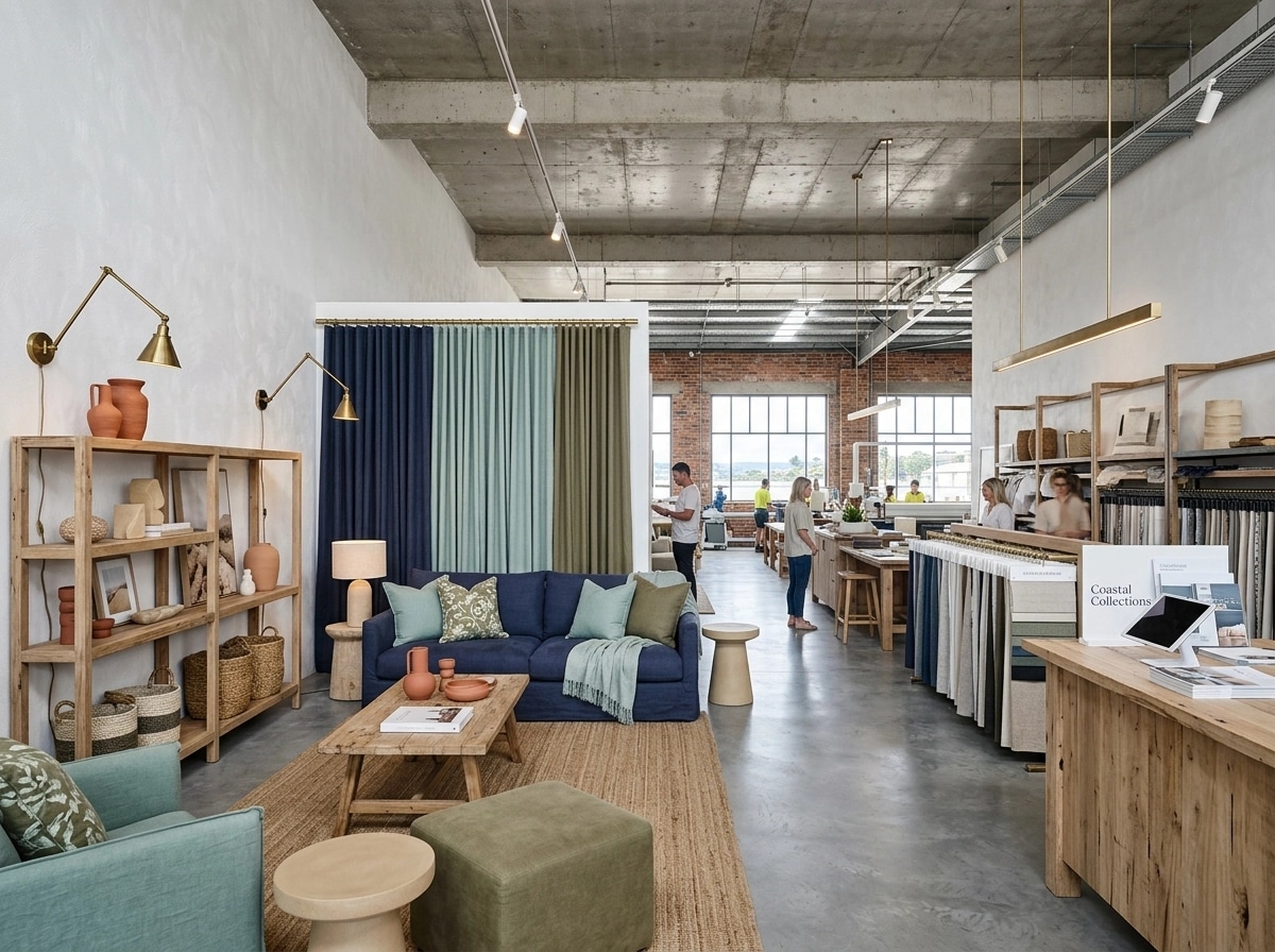 Design de interiores em estilo Coastal / Hamptons — showroom por GenRoom AI
