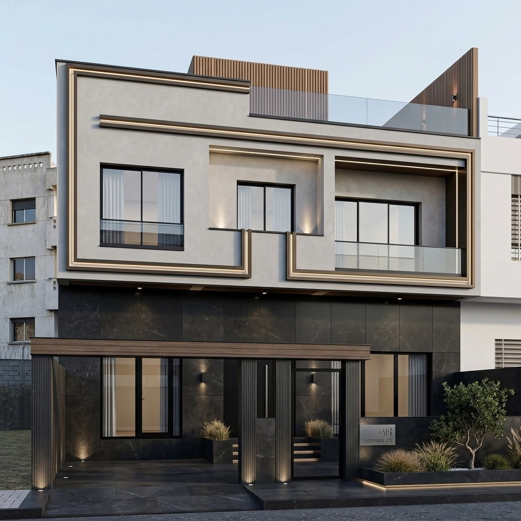Fasad dizayni — Contemporary Facade uslubi — GenRoom AI tomonidan Fasad