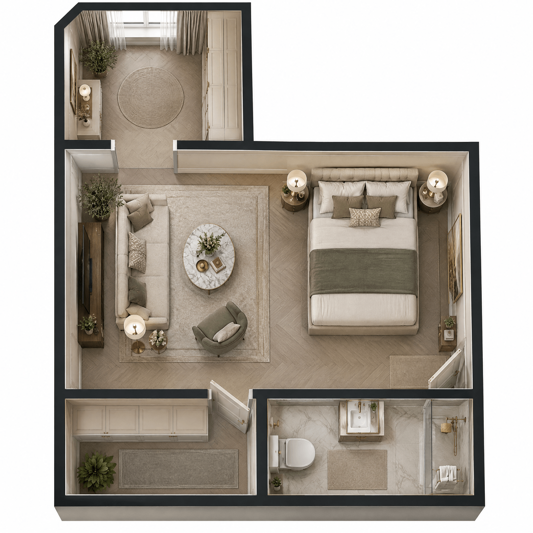 Interior design in Neoclassic style — Living Room by GenRoom AI