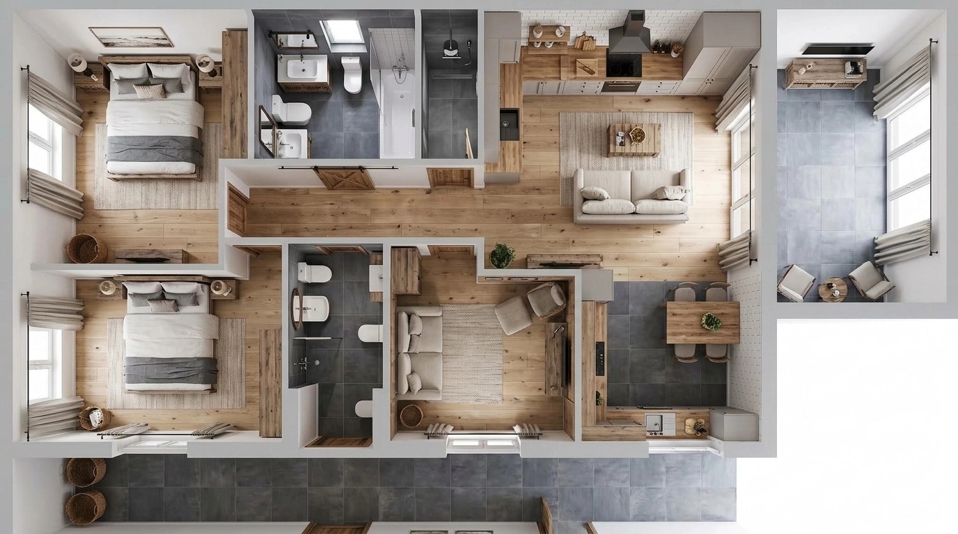 Interiördesign i stilen Modern Farmhouse — Vardagsrum av GenRoom AI