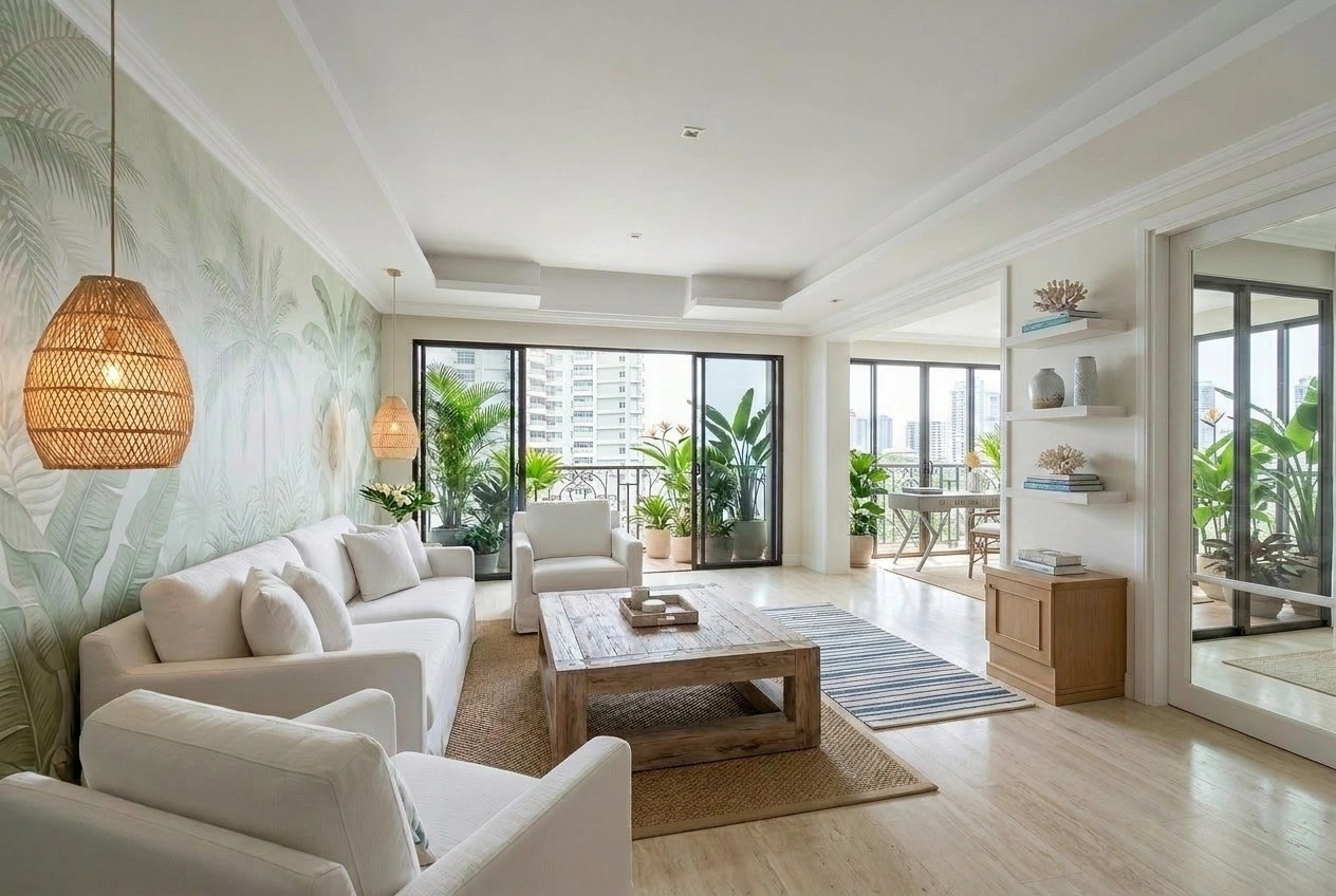 Interior design in Coastal / Hamptons style — Living Room by GenRoom AI